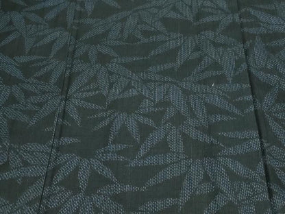 平和屋着物▽上質な紬 単衣 笹の葉文 正絹 逸品 DAAV9745sf