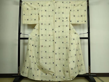 平和屋着物▽上質な紬 単衣 吉祥花文 正絹 逸品 DAAV9746sf