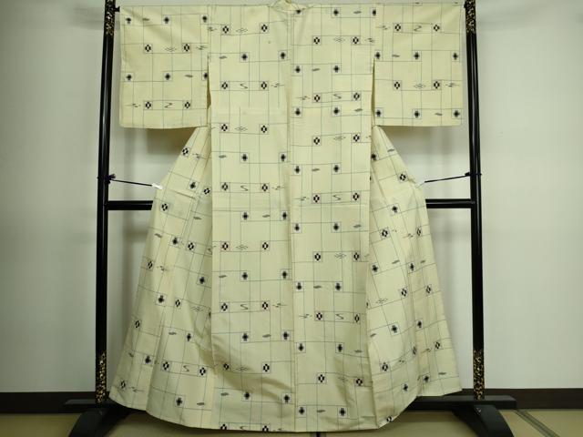 平和屋着物▽上質な紬 単衣 吉祥花文 正絹 逸品 DAAV9746sf