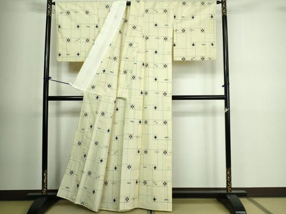 平和屋着物▽上質な紬 単衣 吉祥花文 正絹 逸品 DAAV9746sf