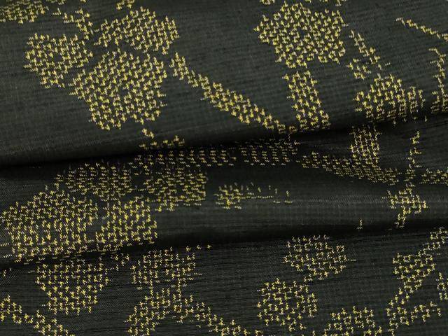 平和屋着物▽上質な紬 単衣 枝梅文 黒地 正絹 逸品 DAAV9747sf