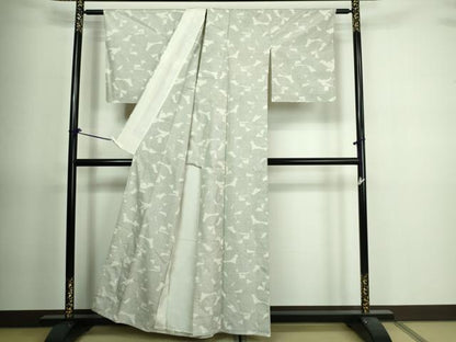 平和屋着物▽上質な紬　単衣　霞文　正絹　逸品　DAAV9748sf