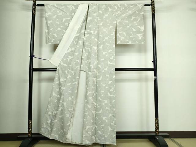 平和屋着物▽上質な紬　単衣　霞文　正絹　逸品　DAAV9748sf