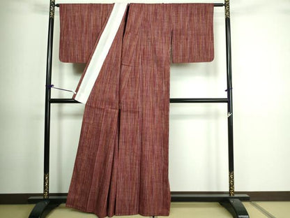 平和屋着物▽上質な紬 単衣 間道 正絹 逸品 DAAV9749sf