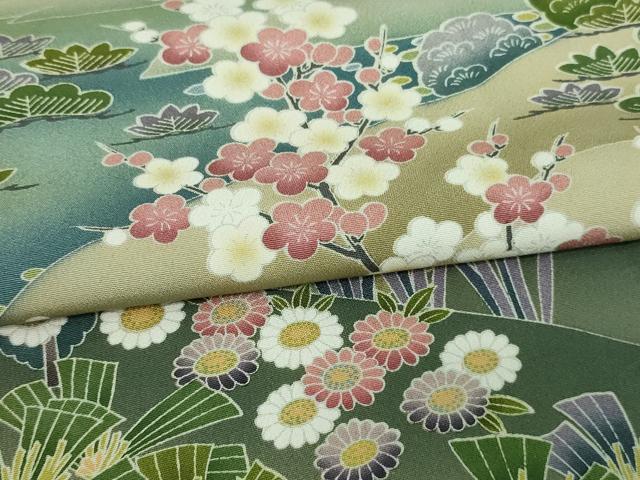 平和屋着物▽豪華黒留袖 単衣 友禅 作家物 風景草花文 正絹 逸品 DAAV9750sf