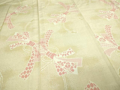 平和屋着物▽本塩沢 単衣 結び紐花文 正絹 逸品 DAAV9751sf