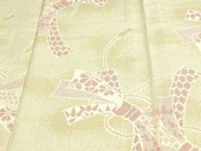 平和屋着物▽本塩沢 単衣 結び紐花文 正絹 逸品 DAAV9751sf