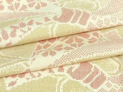 平和屋着物▽本塩沢 単衣 結び紐花文 正絹 逸品 DAAV9751sf