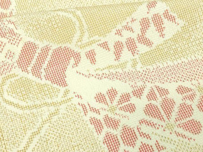 平和屋着物▽本塩沢 単衣 結び紐花文 正絹 逸品 DAAV9751sf