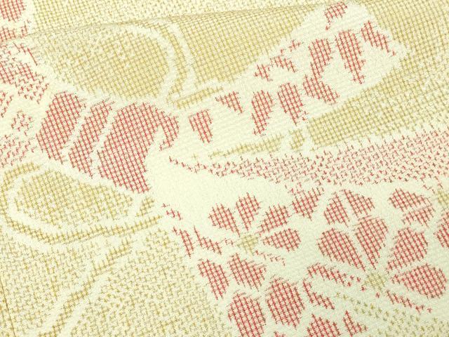 平和屋着物▽本塩沢 単衣 結び紐花文 正絹 逸品 DAAV9751sf