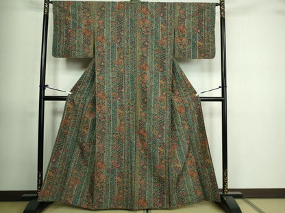 平和屋着物▽小紋 単衣 鳳凰更紗花文 洗える着物 DAAV9753sf