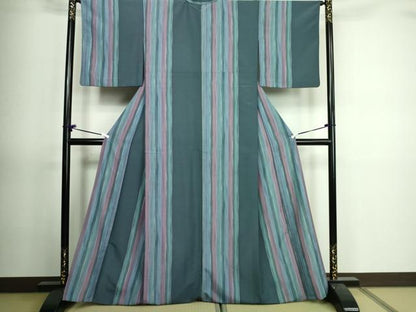 平和屋着物▽小紋 単衣 間道 洗える着物 DAAV9756sf