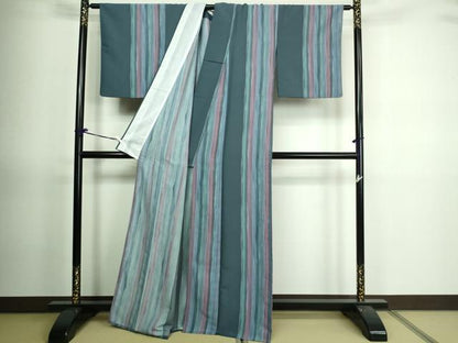 平和屋着物▽小紋 単衣 間道 洗える着物 DAAV9756sf