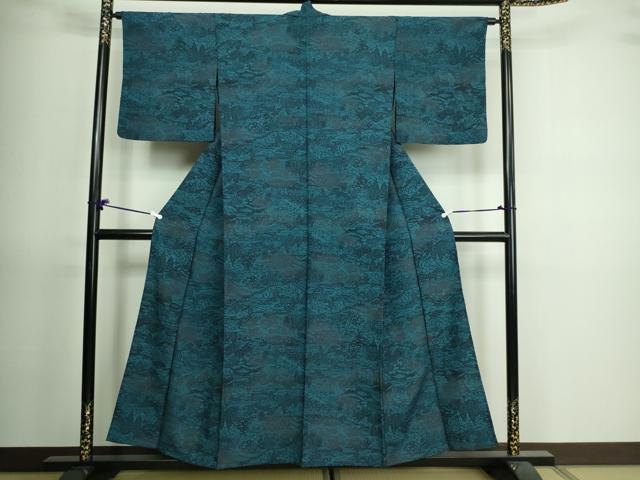平和屋着物▽小紋 単衣 風景草花文 洗える着物 DAAV9758sf