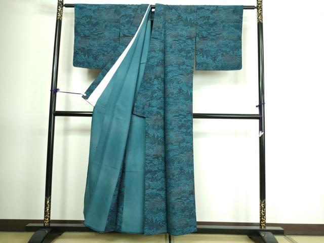 平和屋着物▽小紋 単衣 風景草花文 洗える着物 DAAV9758sf