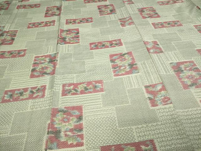 平和屋着物▽上質な紬 単衣 草花文 正絹 逸品 DAAV9763sf