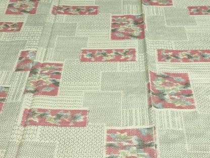 平和屋着物▽上質な紬 単衣 草花文 正絹 逸品 DAAV9763sf
