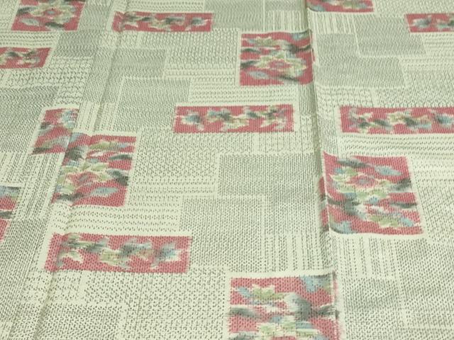 平和屋着物▽上質な紬 単衣 草花文 正絹 逸品 DAAV9763sf