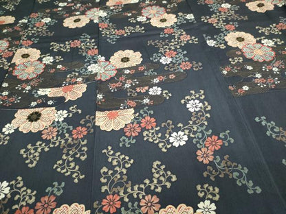 平和屋着物▽上質な小紋 単衣 花唐草文 金彩 反端付き 正絹 逸品 DAAV9765sf