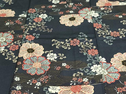 平和屋着物▽上質な小紋 単衣 花唐草文 金彩 反端付き 正絹 逸品 DAAV9765sf