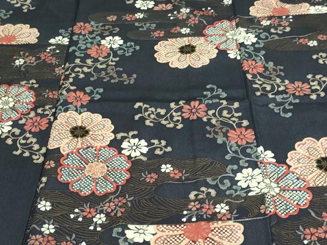 平和屋着物▽上質な小紋 単衣 花唐草文 金彩 反端付き 正絹 逸品 DAAV9765sf