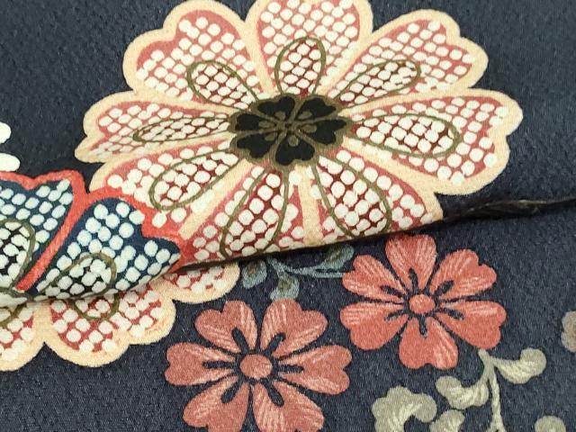 平和屋着物▽上質な小紋 単衣 花唐草文 金彩 反端付き 正絹 逸品 DAAV9765sf
