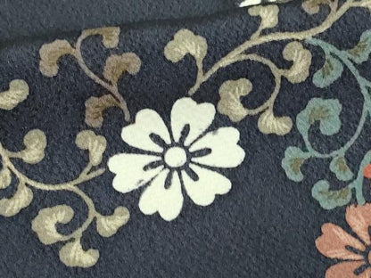 平和屋着物▽上質な小紋 単衣 花唐草文 金彩 反端付き 正絹 逸品 DAAV9765sf