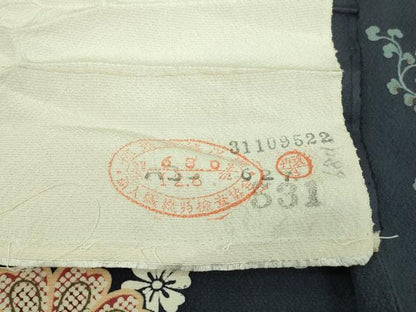 平和屋着物▽上質な小紋 単衣 花唐草文 金彩 反端付き 正絹 逸品 DAAV9765sf