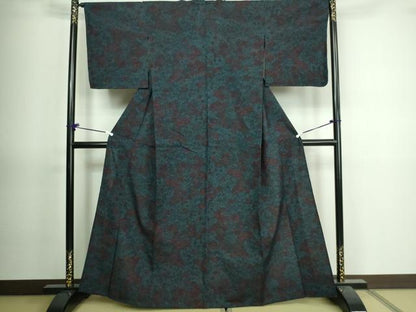 平和屋着物▽結城紬 単衣 草花文 証紙付き 正絹 逸品 DAAV9767sf