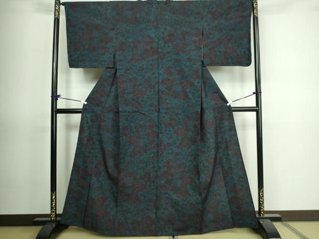 平和屋着物▽結城紬 単衣 草花文 証紙付き 正絹 逸品 DAAV9767sf