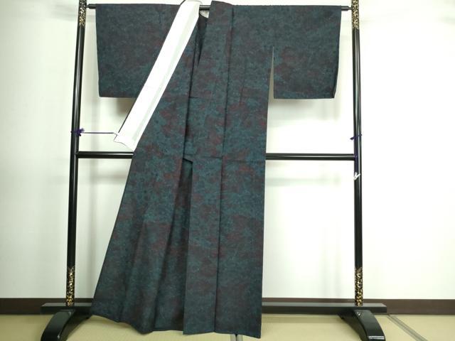 平和屋着物▽結城紬 単衣 草花文 証紙付き 正絹 逸品 DAAV9767sf