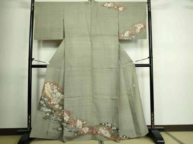 平和屋着物▽十日町 名門 滝泰謹製 訪問着 単衣 紬地 絞り 辻が花 正絹 逸品 DAAV9773sf
