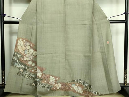 平和屋着物▽十日町 名門 滝泰謹製 訪問着 単衣 紬地 絞り 辻が花 正絹 逸品 DAAV9773sf