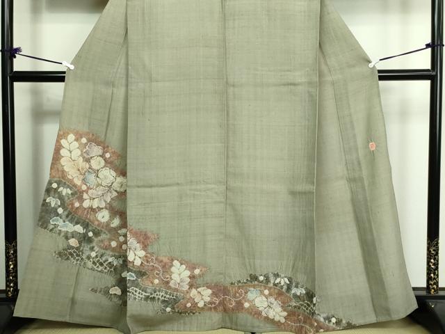 平和屋着物▽十日町 名門 滝泰謹製 訪問着 単衣 紬地 絞り 辻が花 正絹 逸品 DAAV9773sf
