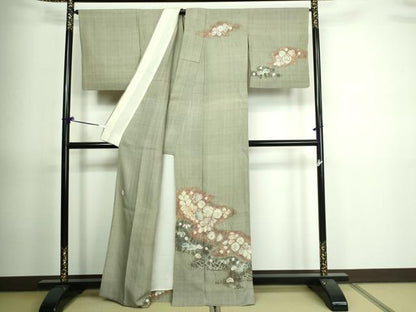 平和屋着物▽十日町 名門 滝泰謹製 訪問着 単衣 紬地 絞り 辻が花 正絹 逸品 DAAV9773sf