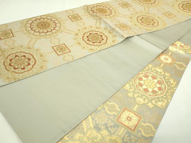 平和屋着物▼六通柄袋帯 正倉院花文 金糸 正絹 逸品 DAAV9792sf