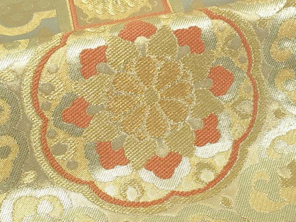 平和屋着物▼六通柄袋帯 正倉院花文 金糸 正絹 逸品 DAAV9792sf