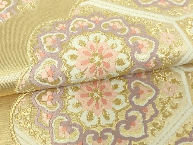 平和屋着物▼六通柄袋帯　唐織　蜀江花文　金糸　正絹　逸品　DAAV9796sf