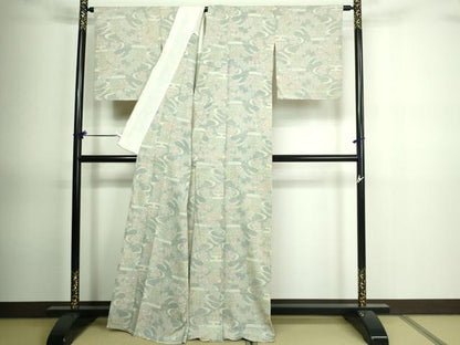 平和屋着物▽本塩沢 単衣 草花文 正絹 逸品 DAAV9850sf