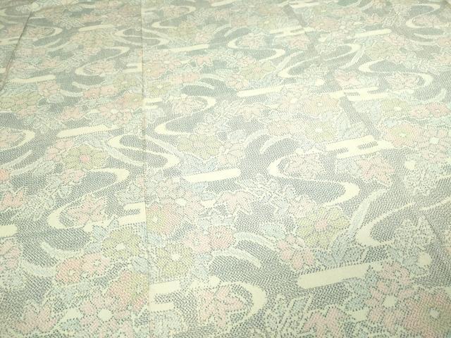 平和屋着物▽本塩沢 単衣 草花文 正絹 逸品 DAAV9850sf
