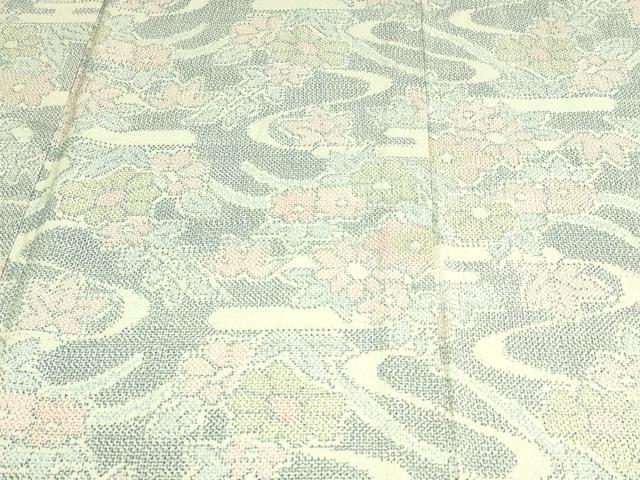 平和屋着物▽本塩沢　単衣　草花文　正絹　逸品　DAAV9850sf 平和屋着物▽本塩沢 単衣 草花文 正絹 逸品 DAAV9850sf