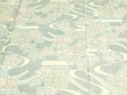 平和屋着物▽本塩沢 単衣 草花文 正絹 逸品 DAAV9850sf