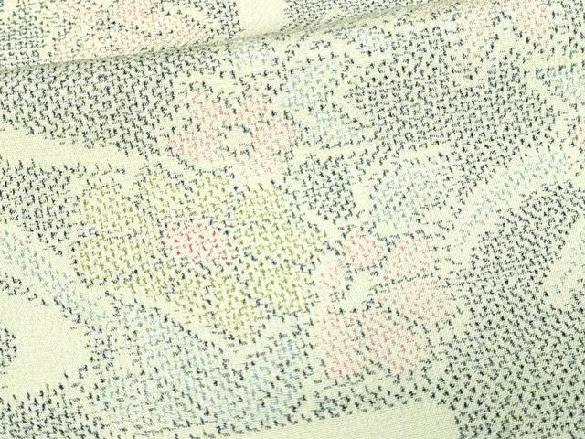 平和屋着物▽本塩沢 単衣 草花文 正絹 逸品 DAAV9850sf