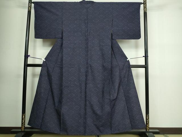平和屋着物▽結城紬 単衣 花菱文 正絹 逸品 DAAV9851sf