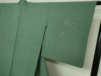 平和屋着物▽中国三大刺繍 汕頭刺繍 スワトウ刺繍 総刺繍 訪問着 単衣 枝花文 金糸 鈴乃屋扱い 正絹 逸品 DAAV9852sf