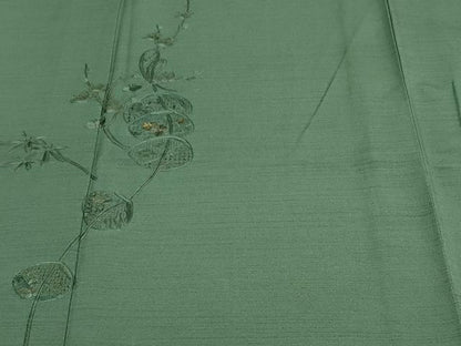 平和屋着物▽中国三大刺繍 汕頭刺繍 スワトウ刺繍 総刺繍 訪問着 単衣 枝花文 金糸 鈴乃屋扱い 正絹 逸品 DAAV9852sf