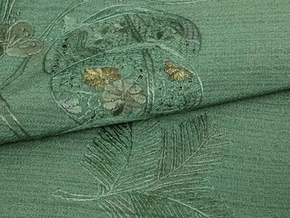 平和屋着物▽中国三大刺繍 汕頭刺繍 スワトウ刺繍 総刺繍 訪問着 単衣 枝花文 金糸 鈴乃屋扱い 正絹 逸品 DAAV9852sf