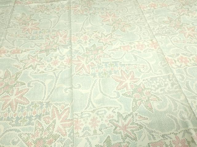 平和屋着物▽本塩沢 単衣 花唐草文 正絹 逸品 DAAV9853sf