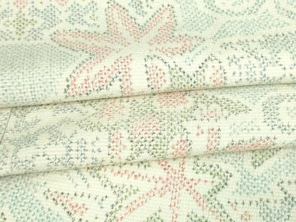 平和屋着物▽本塩沢 単衣 花唐草文 正絹 逸品 DAAV9853sf