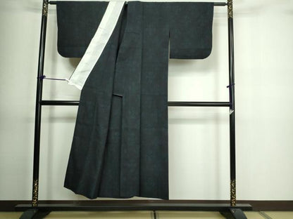 平和屋着物▽結城紬　単衣　舞花文　正絹　逸品　DAAV9854sf